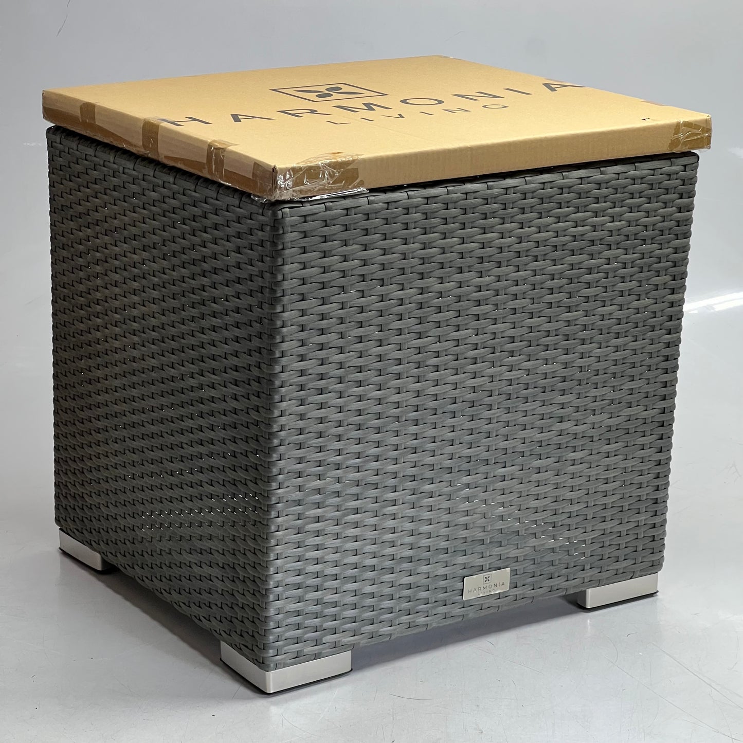 HARMONIA LIVING District End Table Sz 19"L x 19"W x 20"H Textured Slate, HL-DIS-TS-ET (New Other, Cosmetic Damaged)