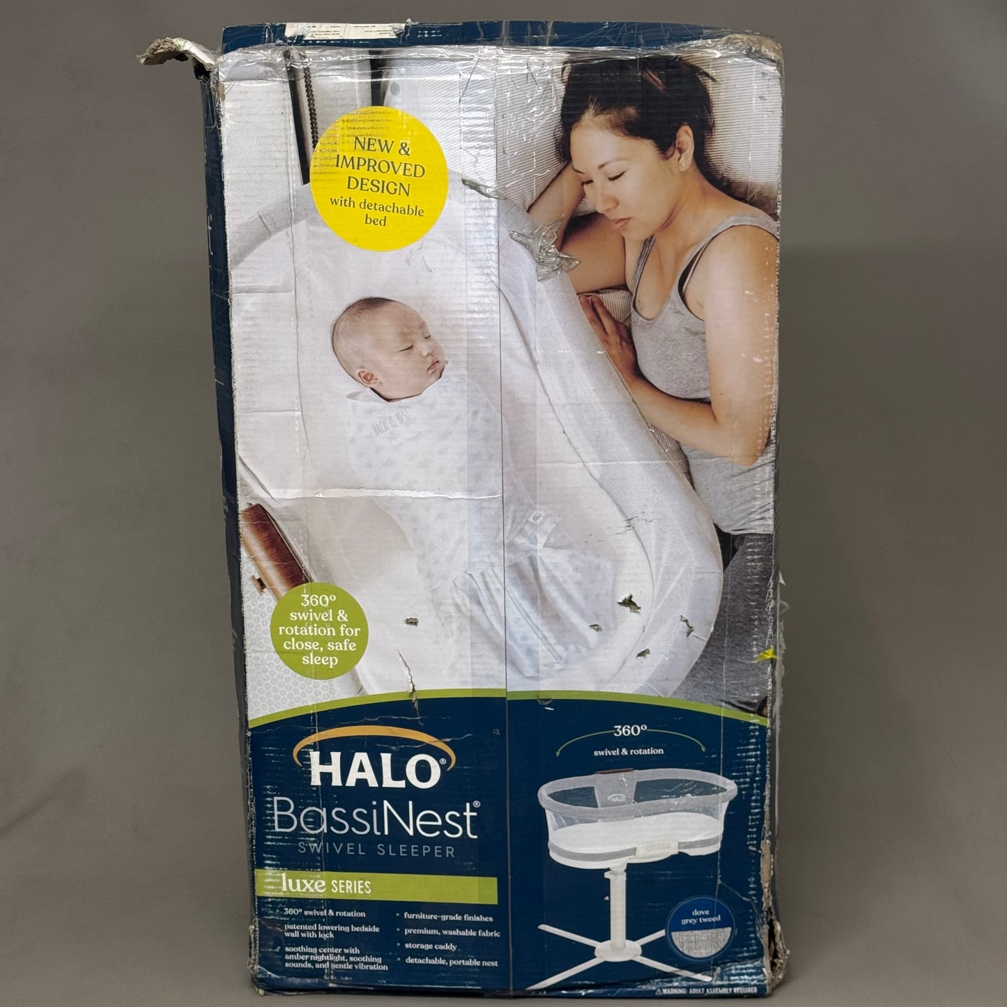 ZA@ HALO Bassinets Swivel Sleeper Luxe Series 360 Degree Rotation Grey 4446 As-is