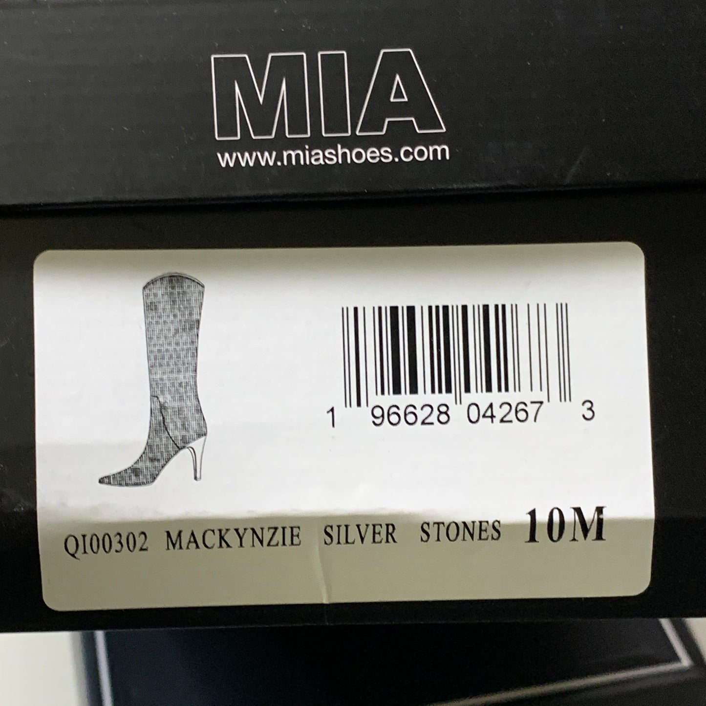 MIA Mackynzie Silver Stone Tall Heeled Boots Sz 10M Q100302