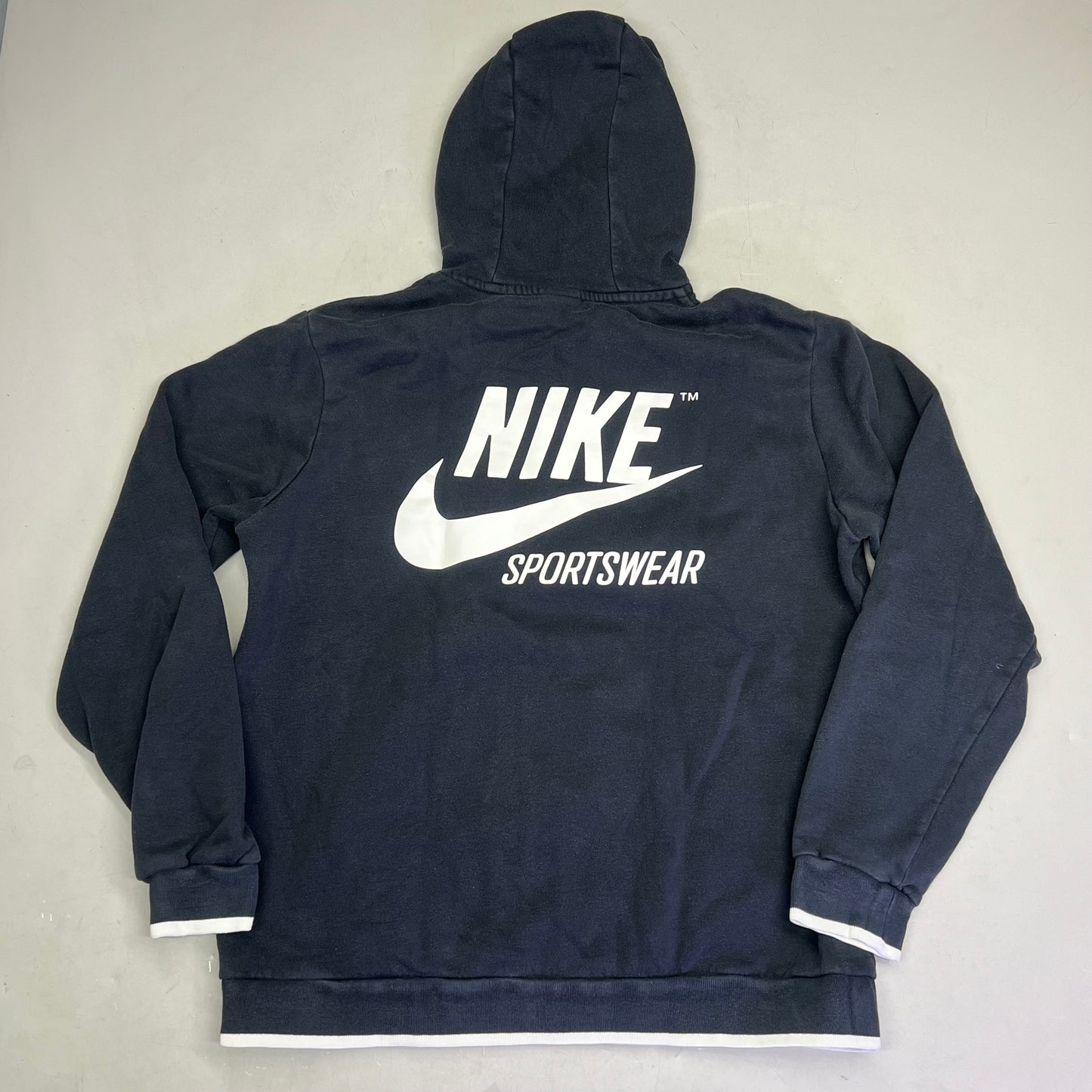 NIKE Sports Wear Full Zip Hoodie Unisex Sz L Black/White (Pre-Owned)