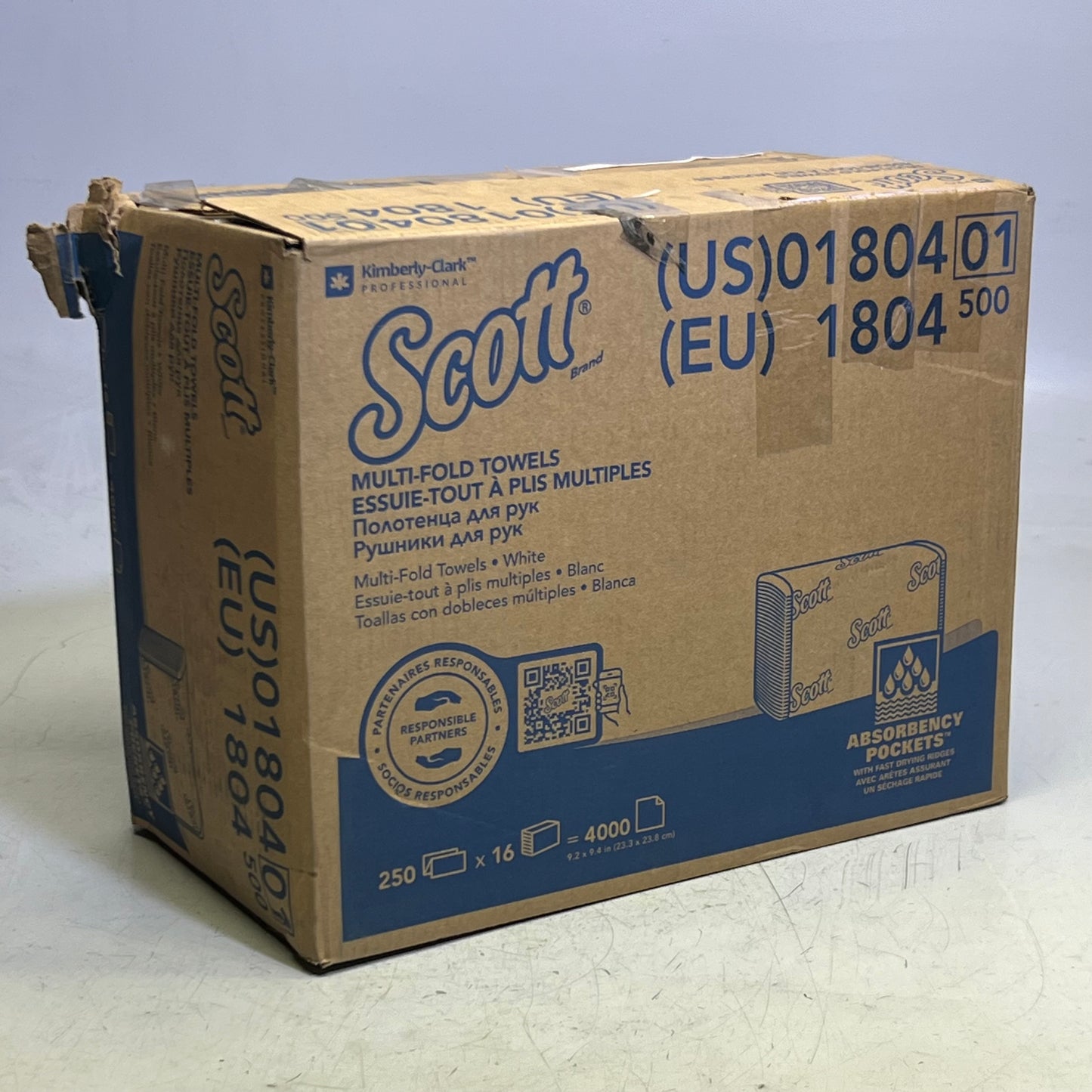 ZA@ SCOTT (4000 Sheets) Multi-Fold Towels Sz 9.2" x 9.4", White