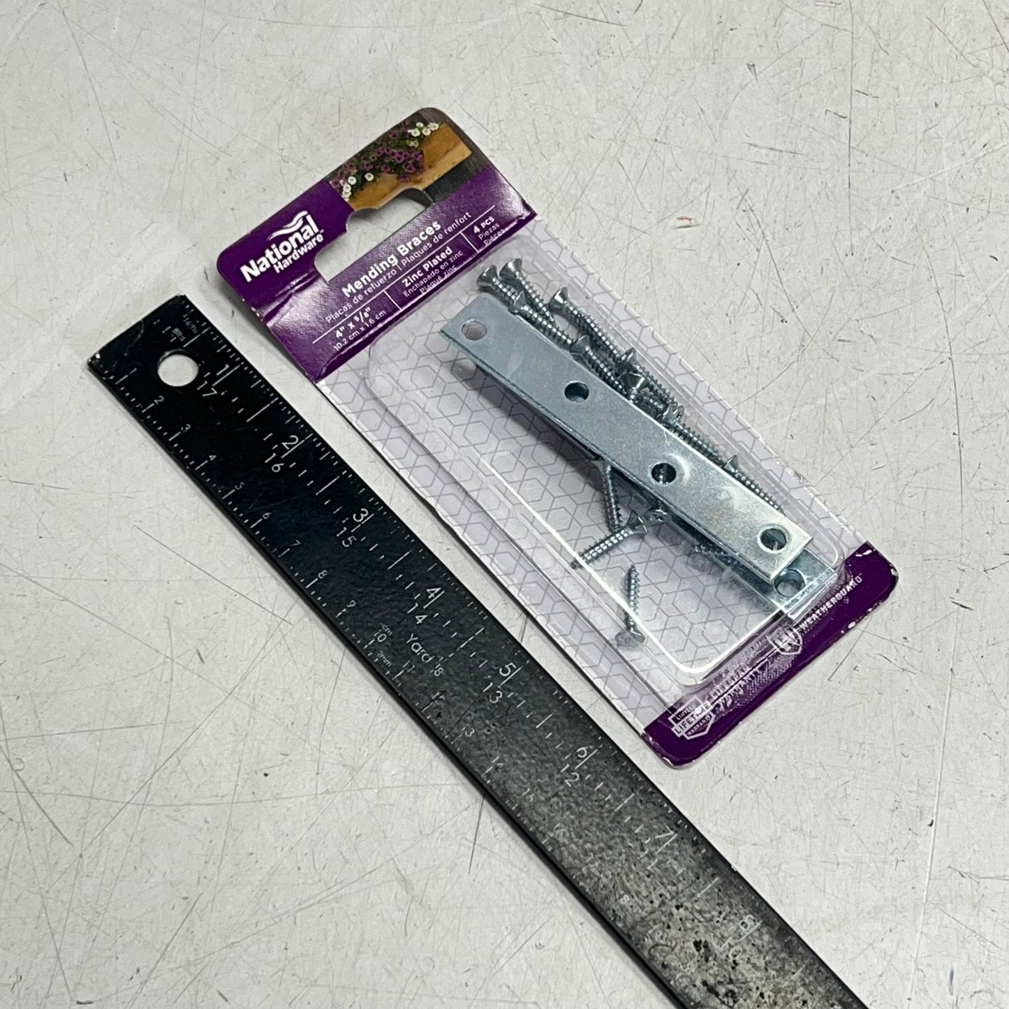 NATIONAL HARDWARE (3 PACK, 4 EACH) Mending Braces 4x5/8" Zinc Finish N114-405