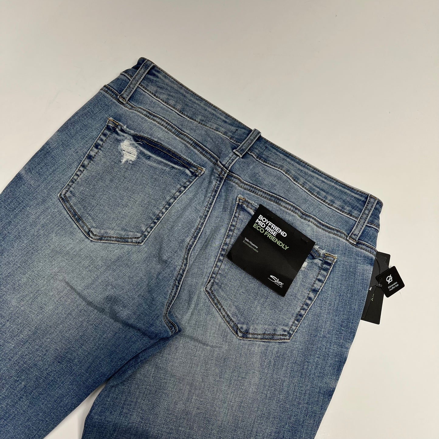 SILVER JEANS CO Boyfriend Mid Rise Distressed Jeans Women's Sz 30/29 Light Wash