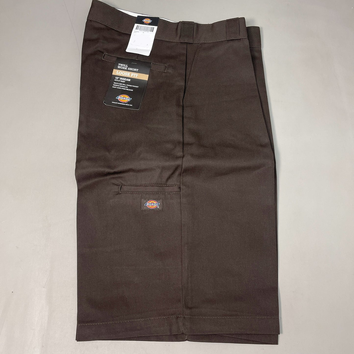 DICKIES Loose Fit Twill Work Shorts 13" Inseam Men's Sz 42 Dark Brown 42283DB