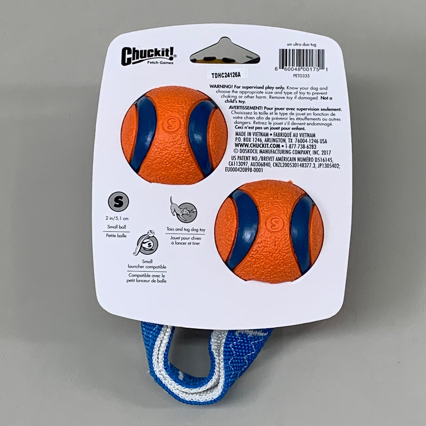 ZA@ CHUCK IT! Ultra Duo Tug Tough Dog Toy for Small Breeds 2-Ply Nylon Cord Handle 232101 B