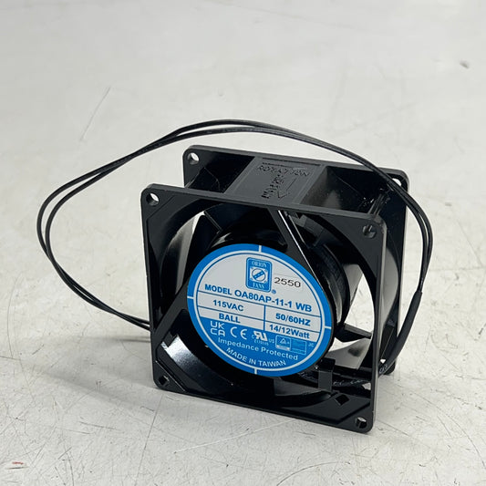 ORIAN Fan Tubeaxial Aluminum Frame 115VAC Square 2 Wire Leads OA80AP-11-1WB