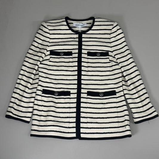 VERONICA BEARD Women's Foster Dickey Jacket Sz-10 Ivory/Black 2406TW7410717