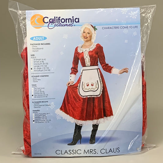 CALIFORNIA COSTUMES Women's Classic Mrs. Claus Sz-XL (12-14) Red/White 01556