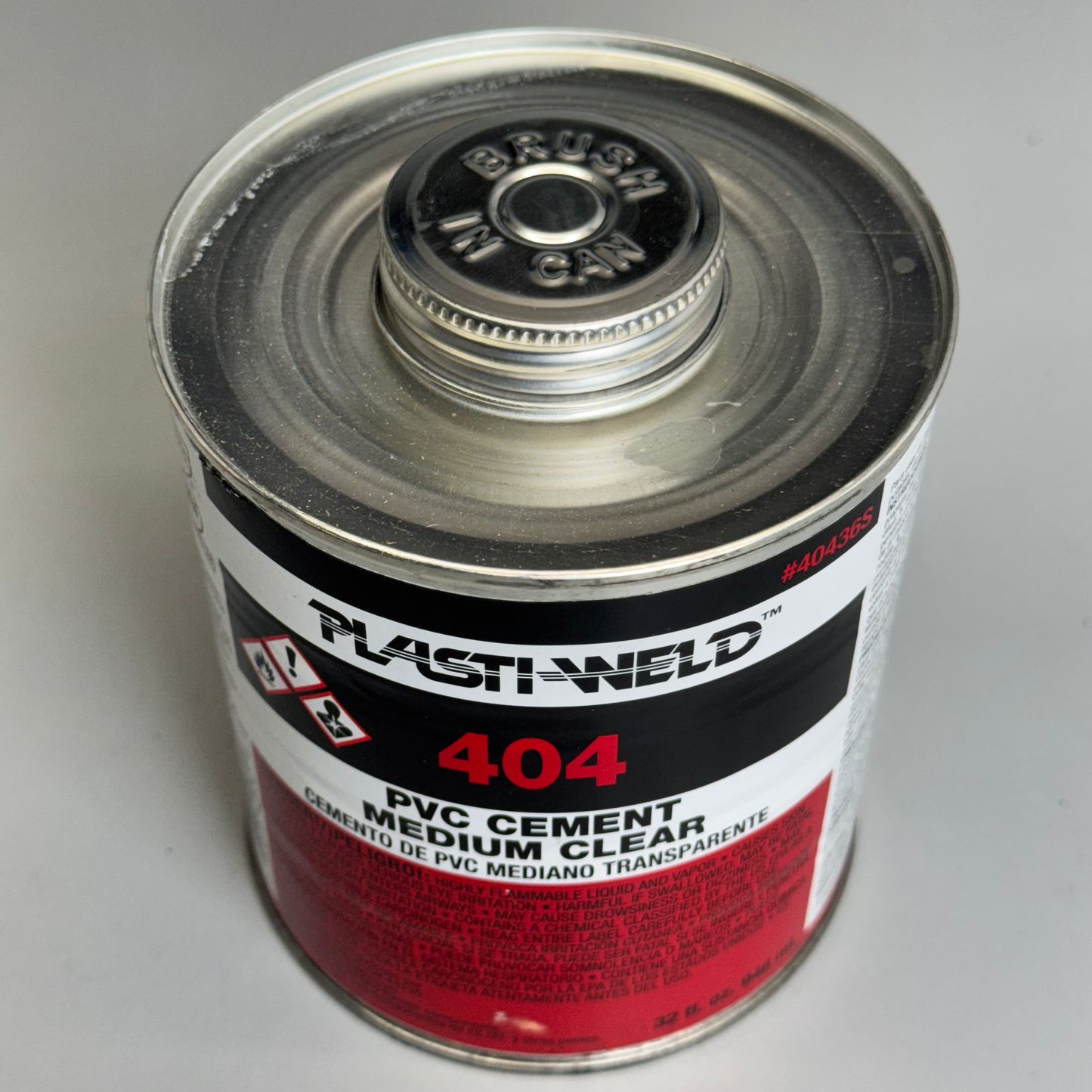 PLASTI-WELD PVC Cement Medium Clear 40436S 32oz Red/Black