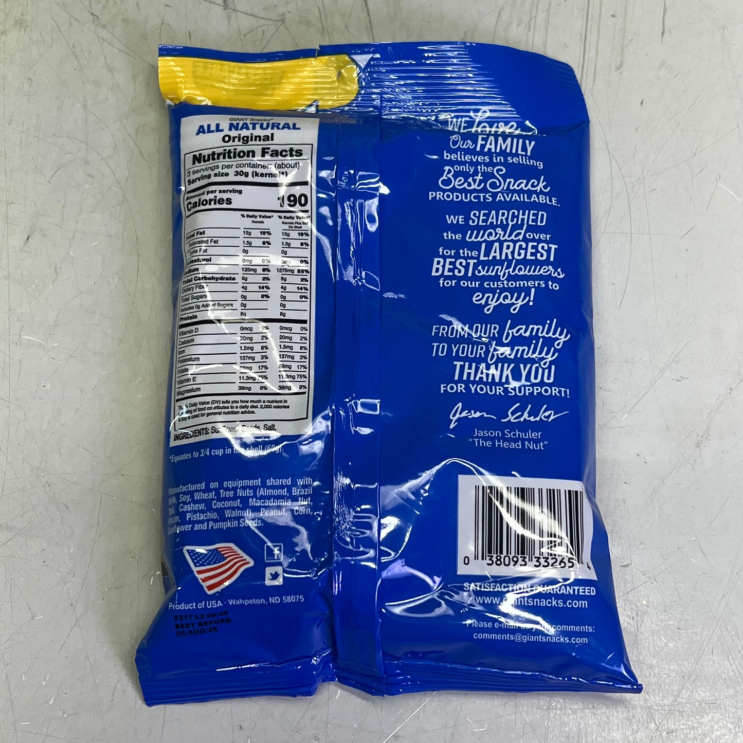 ZA@ ZA@ GIANTS (5 PACK) Original Flavor Salted Sunflower Seeds 5.75 Oz BB 08/26