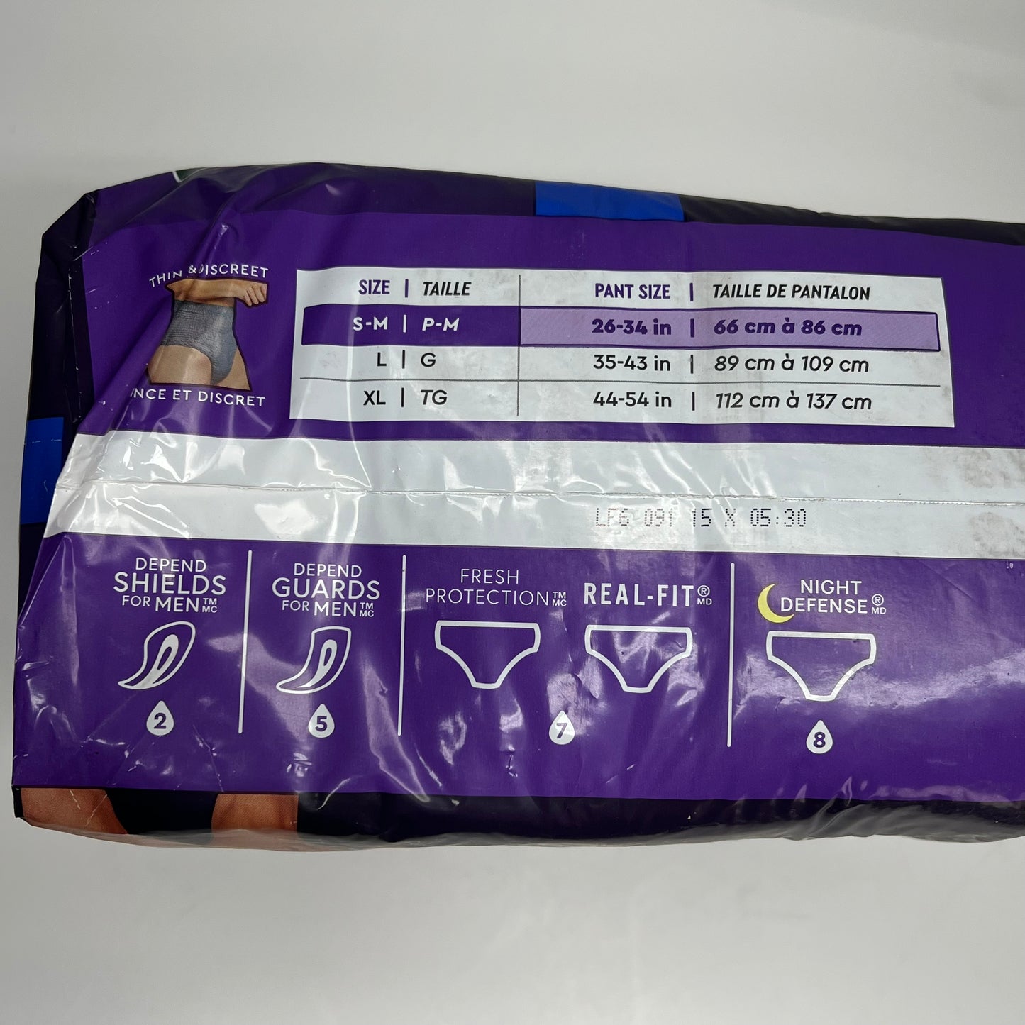 DEPENDS (4 PACK, 16 EACH) Fresh Protection Dry Shield  Unisex Sz S-M Grey 55156