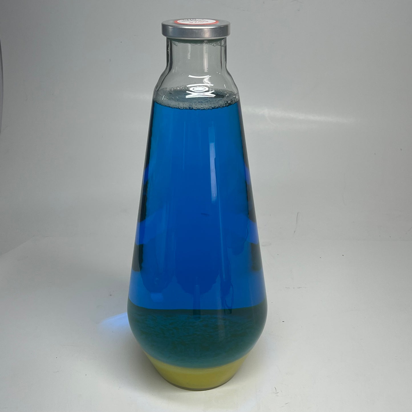 SCHYLING Grande Lava Lamp Soft Warm Light  27" Tall Yellow/Blue W/ Silver Base