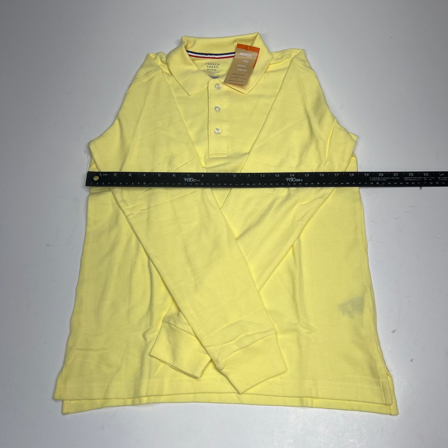 FRENCH TOAST Schoolwear Made for Kids Long Sleeve Polo Boy's Sz XL Yellow 1009