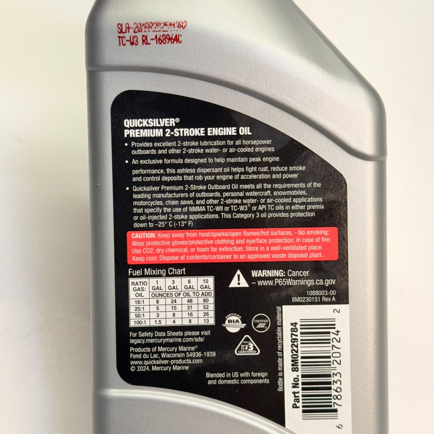 QUICKSILVER (3 PACK) Marine Lubricants Premium 2-Stroke Engine Oil 16 Fl oz 8M0220784