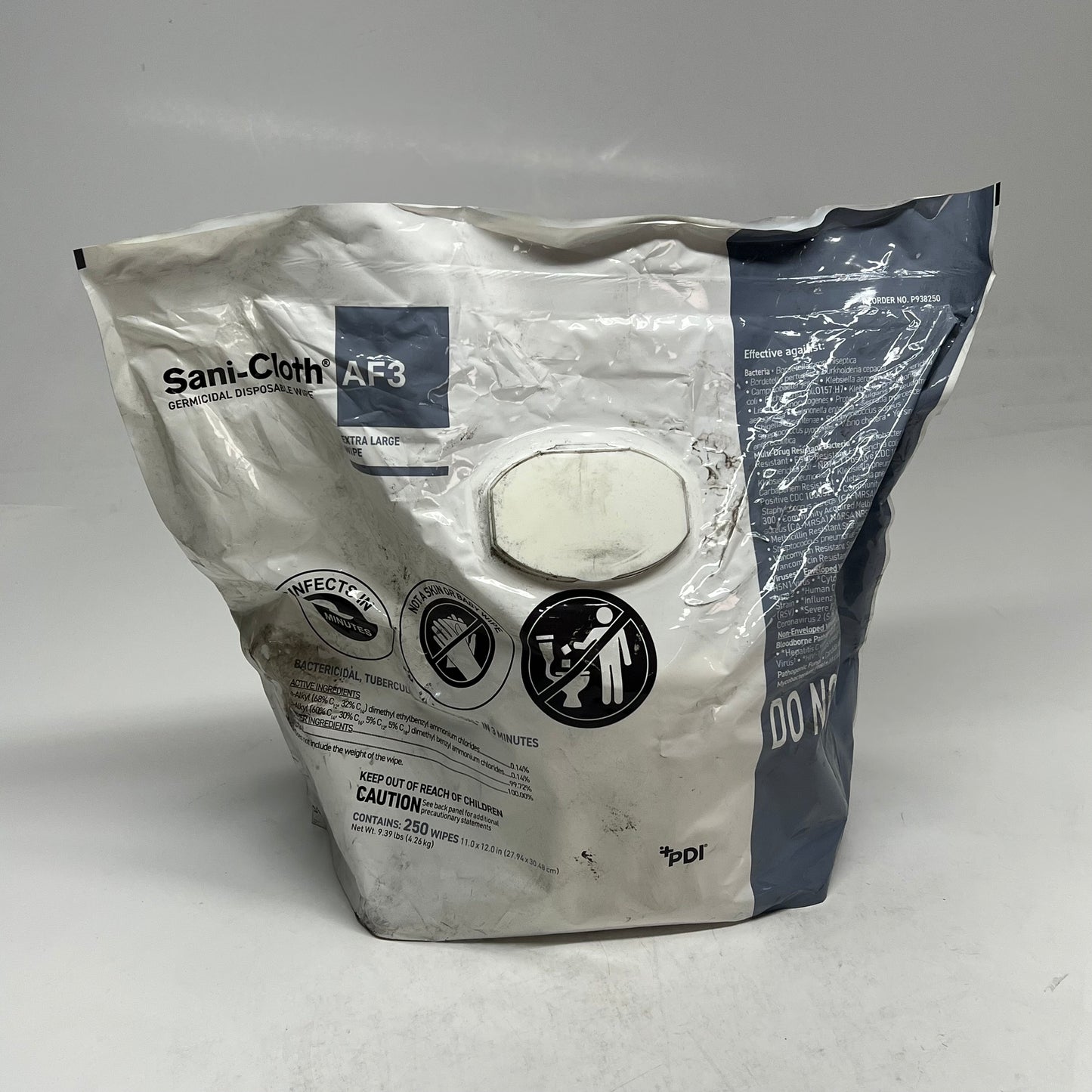 ZA@ SANI-CLOTH (250 PACK) Af3 Disinfectant Wipes Non-alcohol  XL  (As-Is)