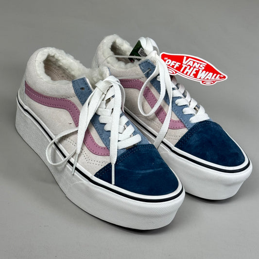 VANS Old Skool Pig Suede Sherpa Stackform Mens SZ 4 Women's SZ 5 Pink/Blue/Green