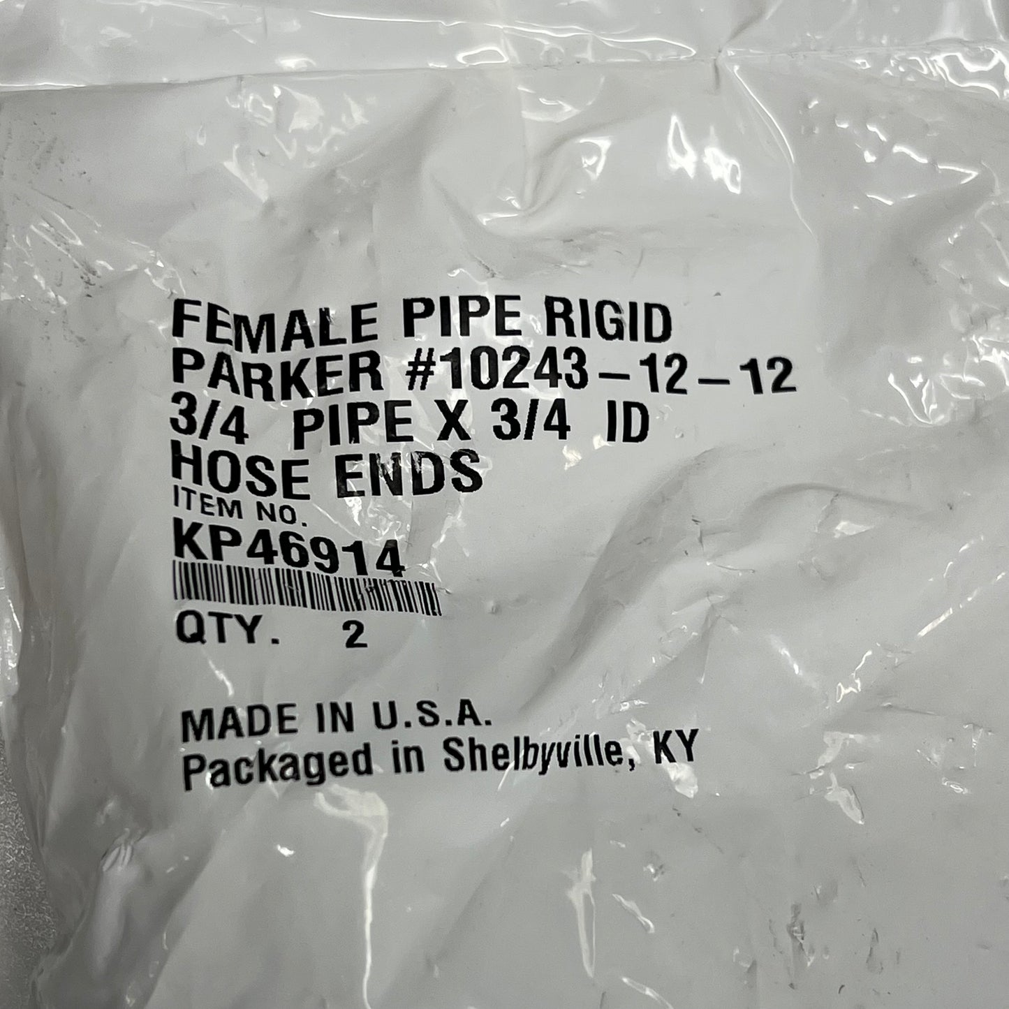 PARKER (2 PACK) Female Pipe Hydraulic Hose Fitting  3/4" Thread Size KP46914