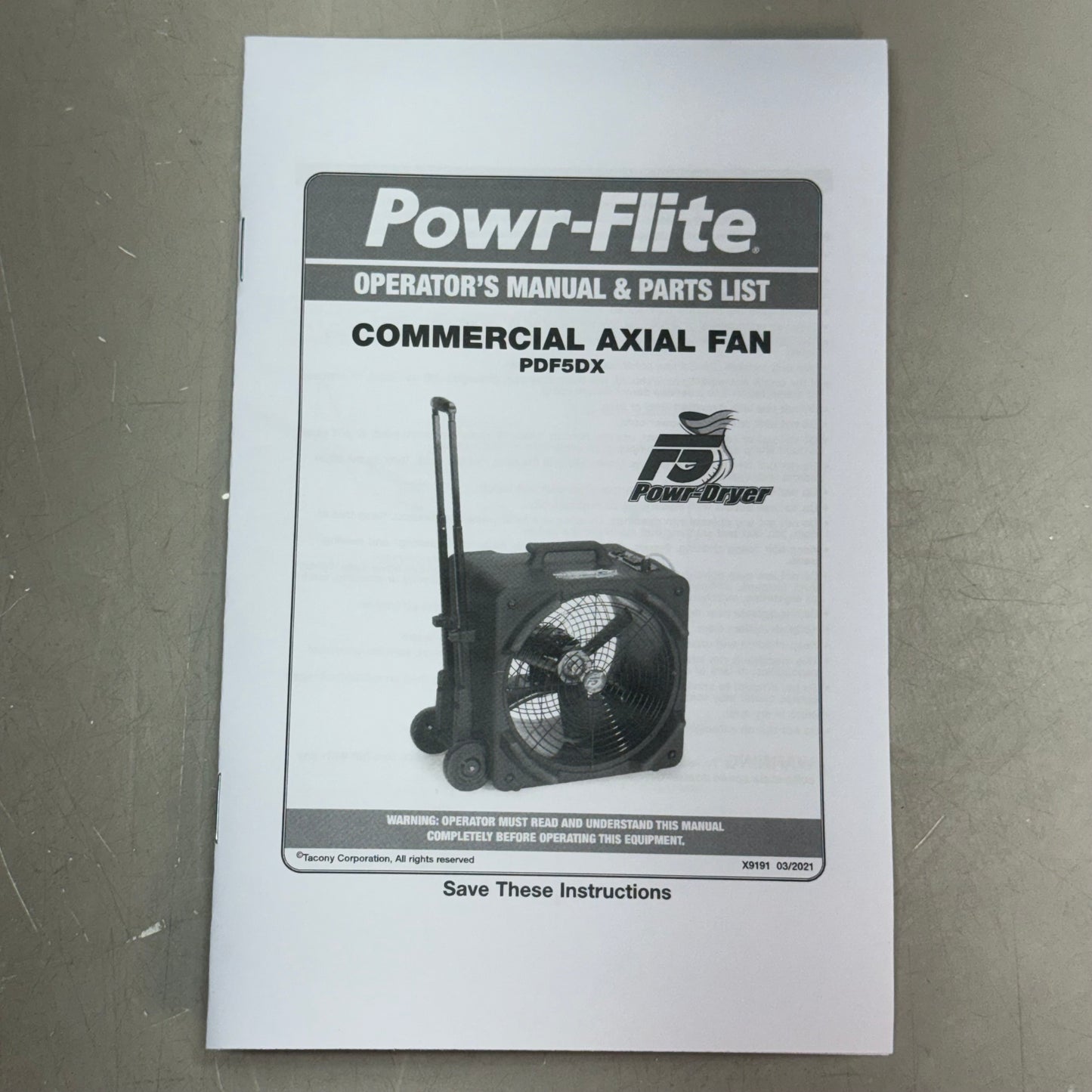 POWR-DRYER Commercial Axial Fan 20"L x 15"W x 21"H Black PDF5DX