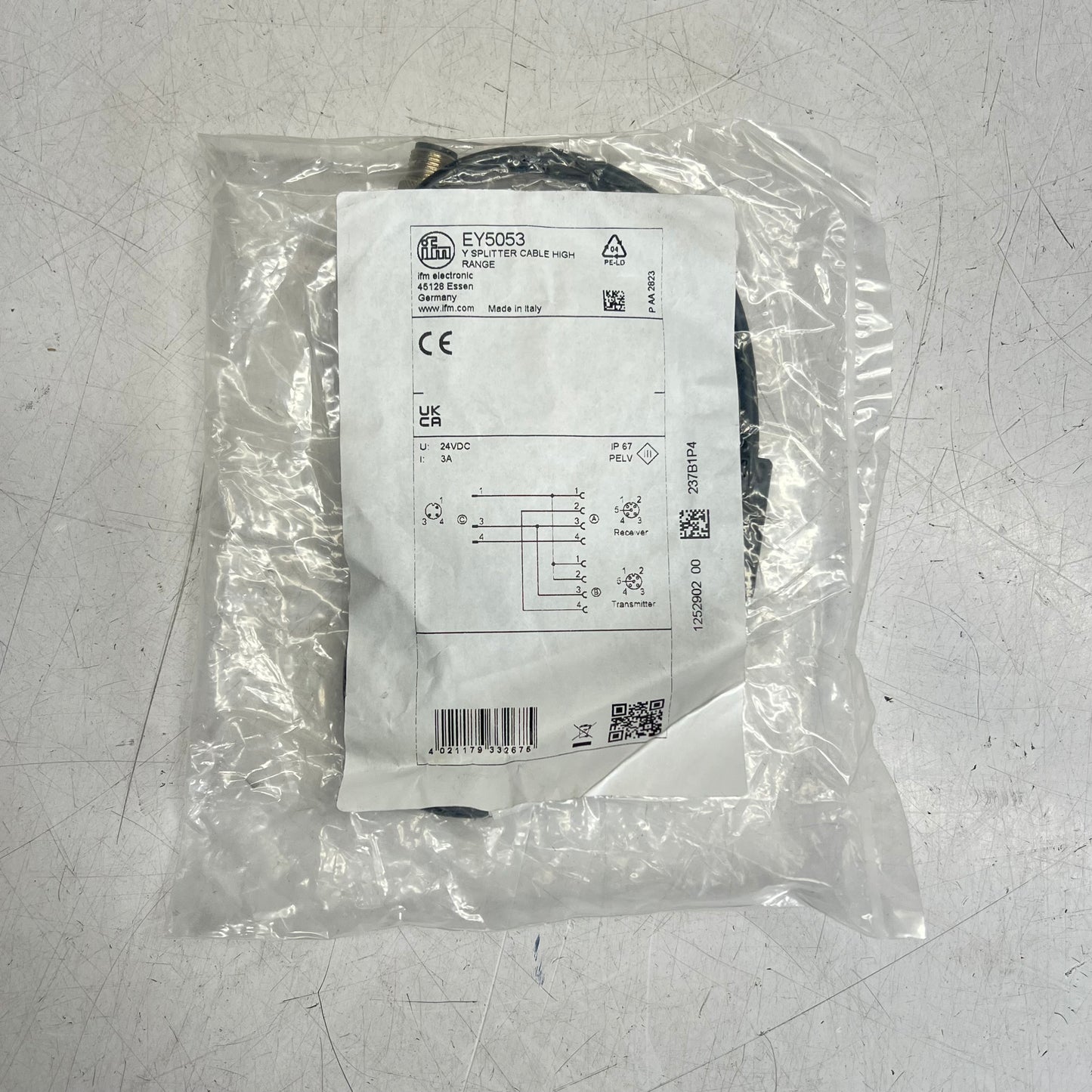 IFM Electronics Y Splitter Cable High Range Wide Operate Temp Range 24DC EY5053