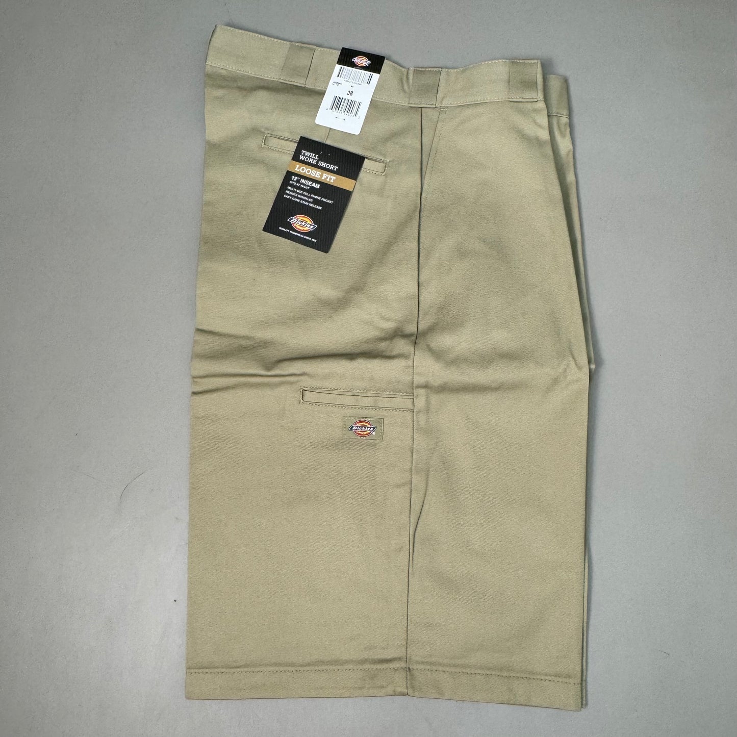 DICKIES Loose Fit Twill Work Shorts 13" Inseam Men's Sz 38 Khaki 42283KH