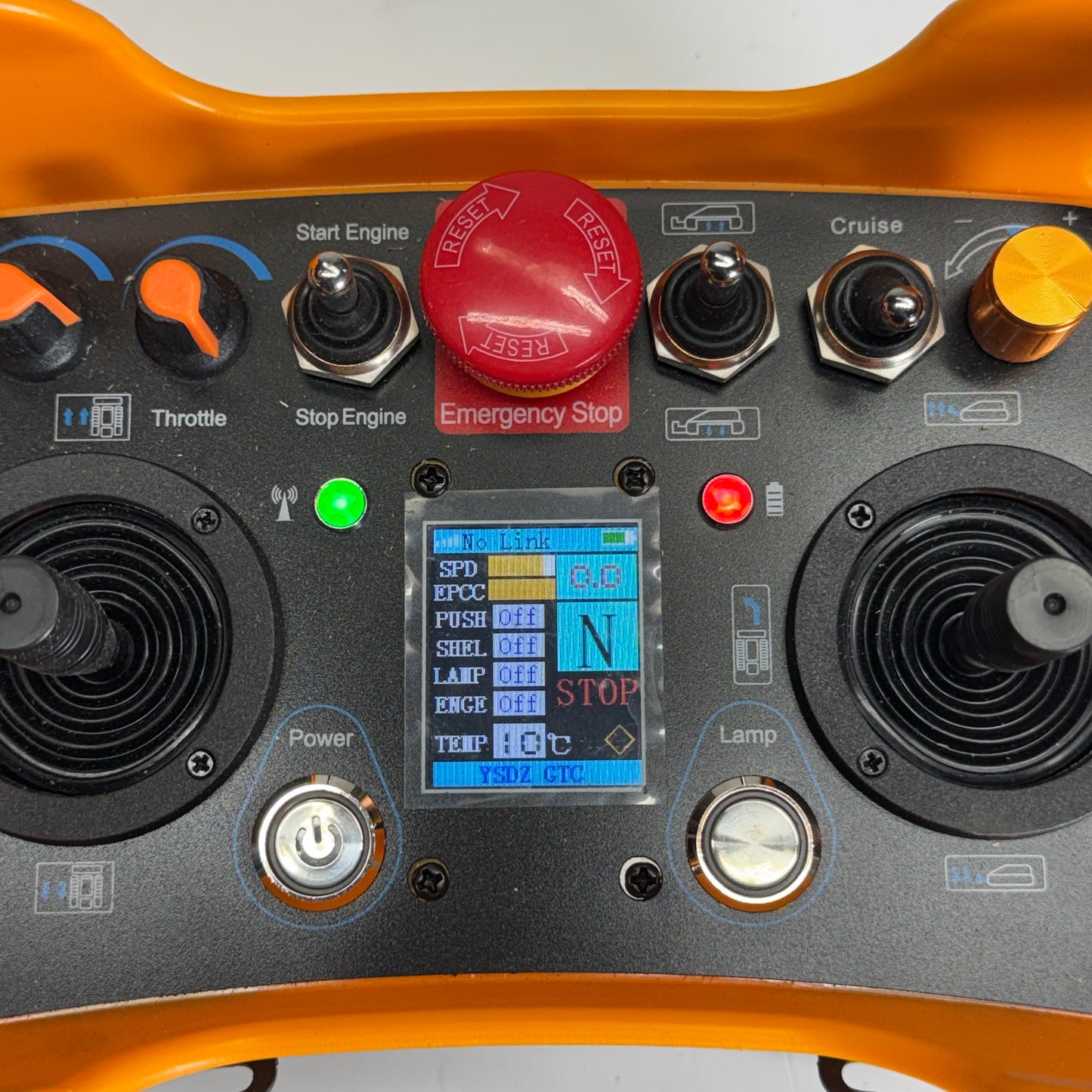 Heavy Machinery Radio Remote Control Belly Box for Concrete Pumps & Cranes Sz 7"L x 5"W x 5"H Orange