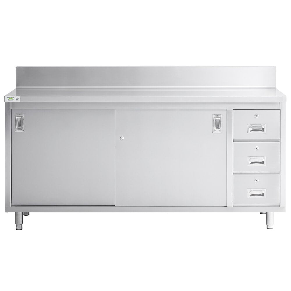 Z@ REGENCY Enclosed Base Sliding Doors Table 74”x36”x24” Stainless Steel 600EBTB2472R (AS-IS)