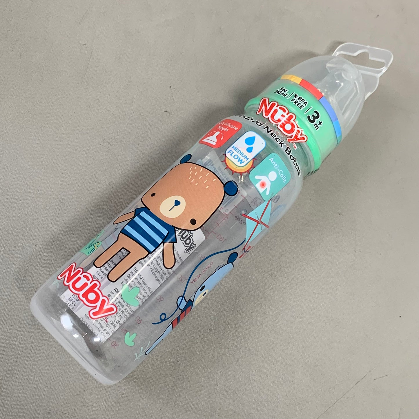 NUBY (6 Pack) Assorted Non-Drip Neck Baby Bottles As-is (slightly Damaged Packaging)  8oz Color's May Very