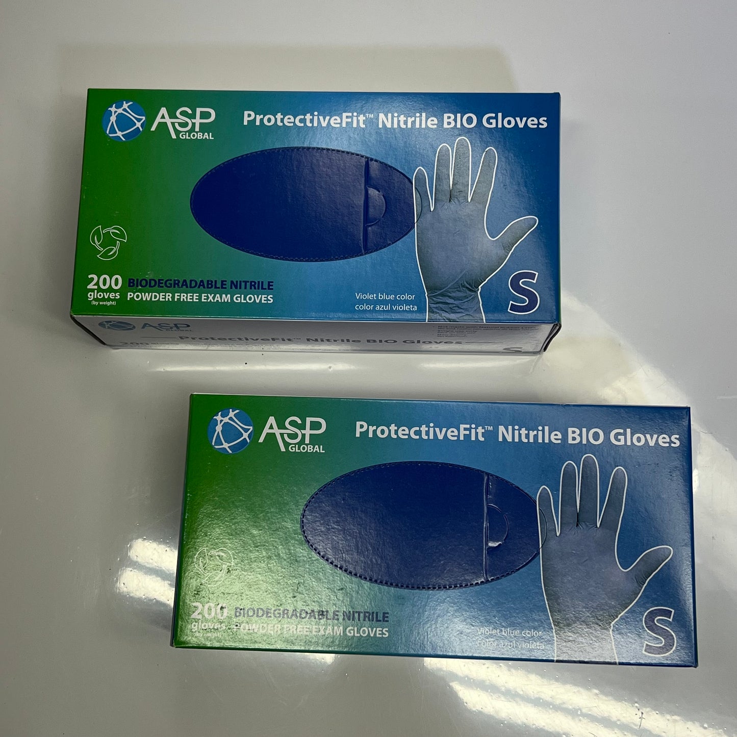 ASP (2 PACK, 200 EACH) Protective Fit BIO Exam Gloves Unisex Sz S PFG200S-BIO
