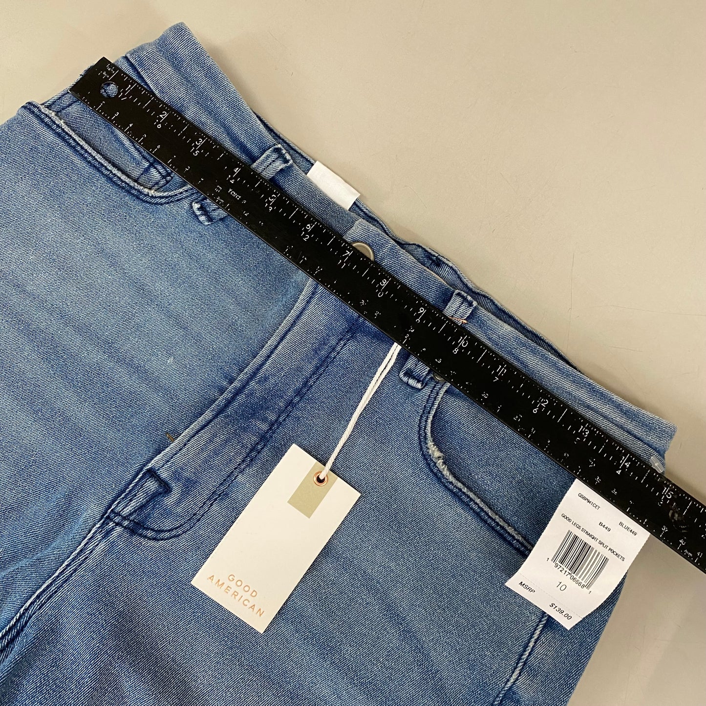 GOOD AMERICAN Good Legs Straight Split Pockets Women's Sz 10 Blue449 GSBP941CET