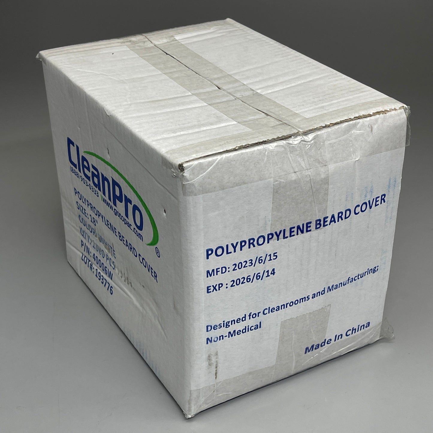 ZA@ CLEANPRO (1,000 PACK) Polypropylene Beard Cover 18” 40006W BB 06/14/26