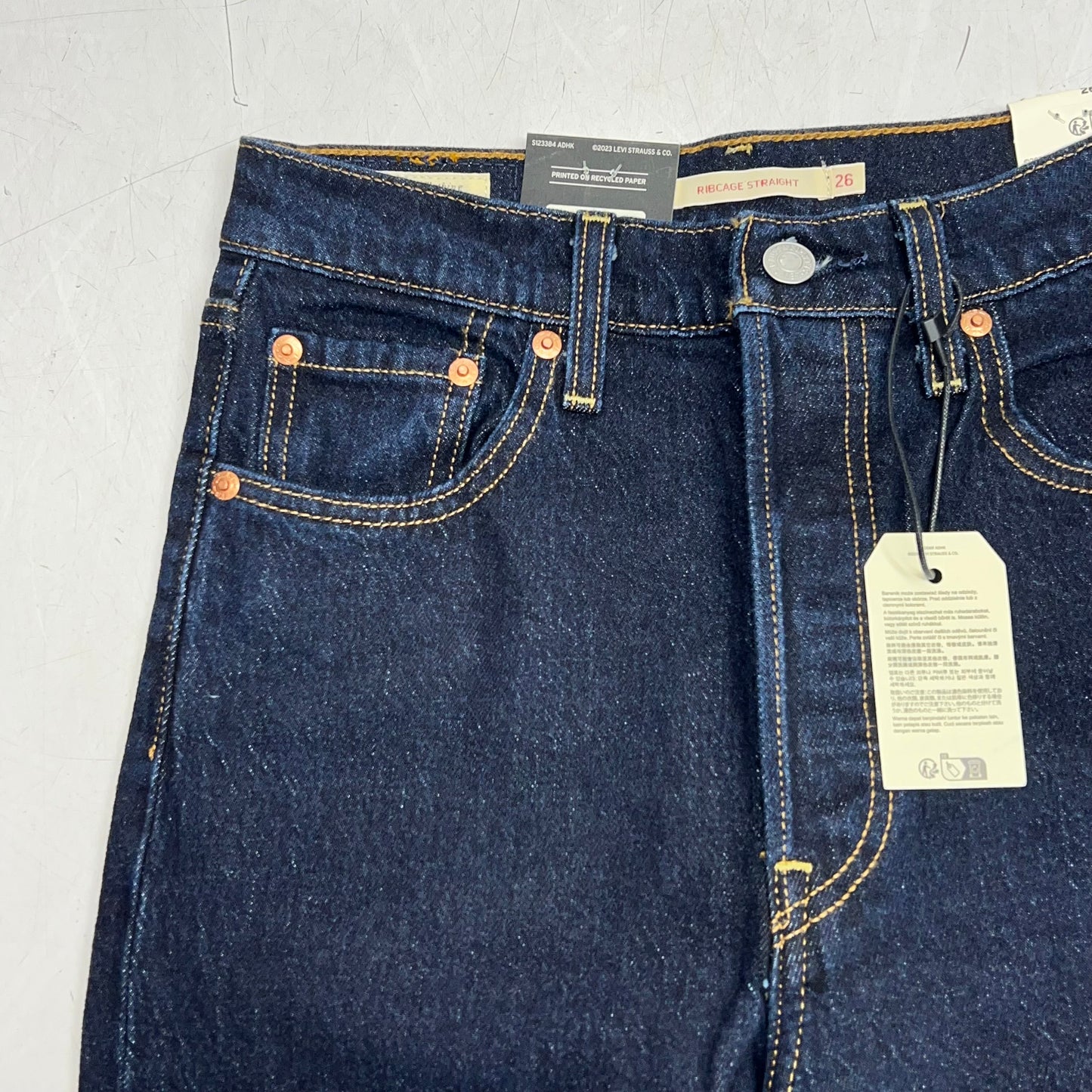 LEVIS Ribcage Straight Leg Denim Pants  Women's Sz 26x32 Small Course 79078-0014