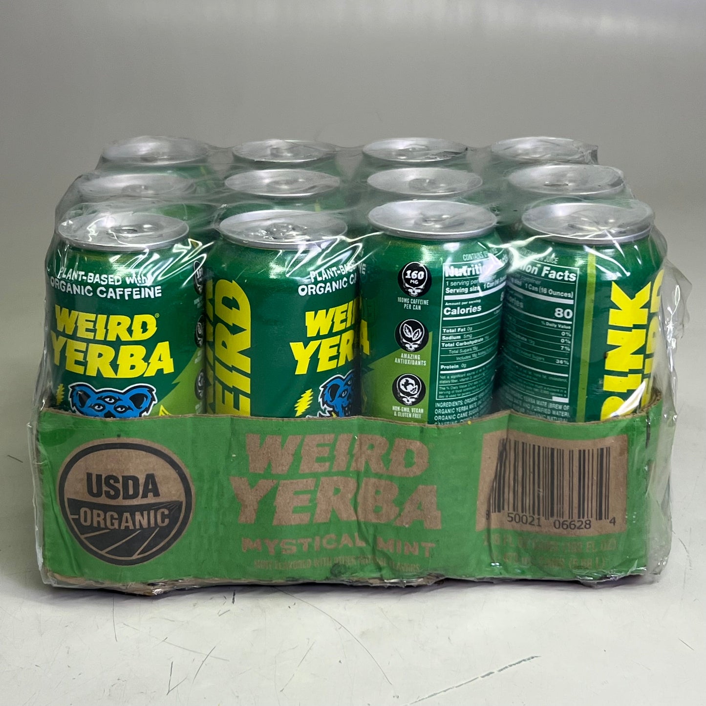 ZA@ WEIRD YERBA (12 PACK) Mystical Mint Yerba Mate 16 fl oz (New) C