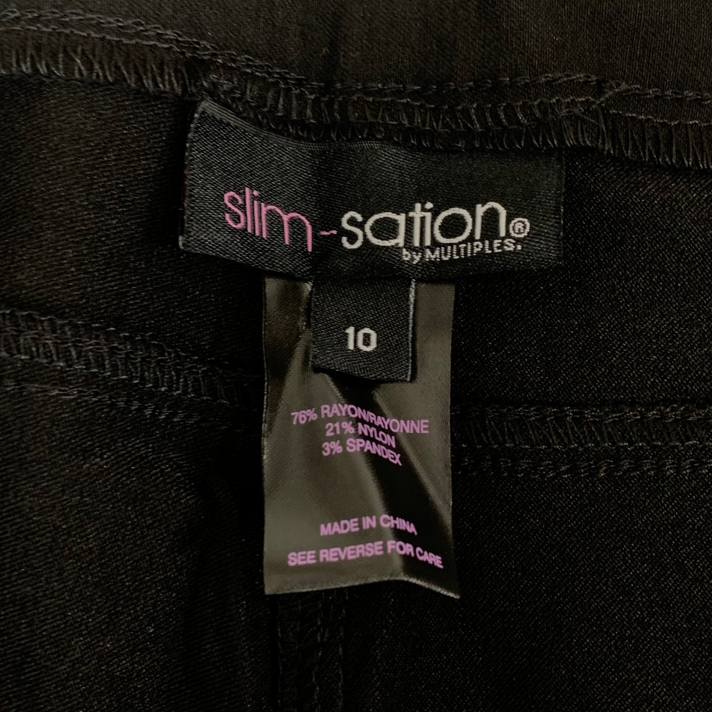 MULTIPLES Narrow Leg Pant Petite Women's Sz 10 Black