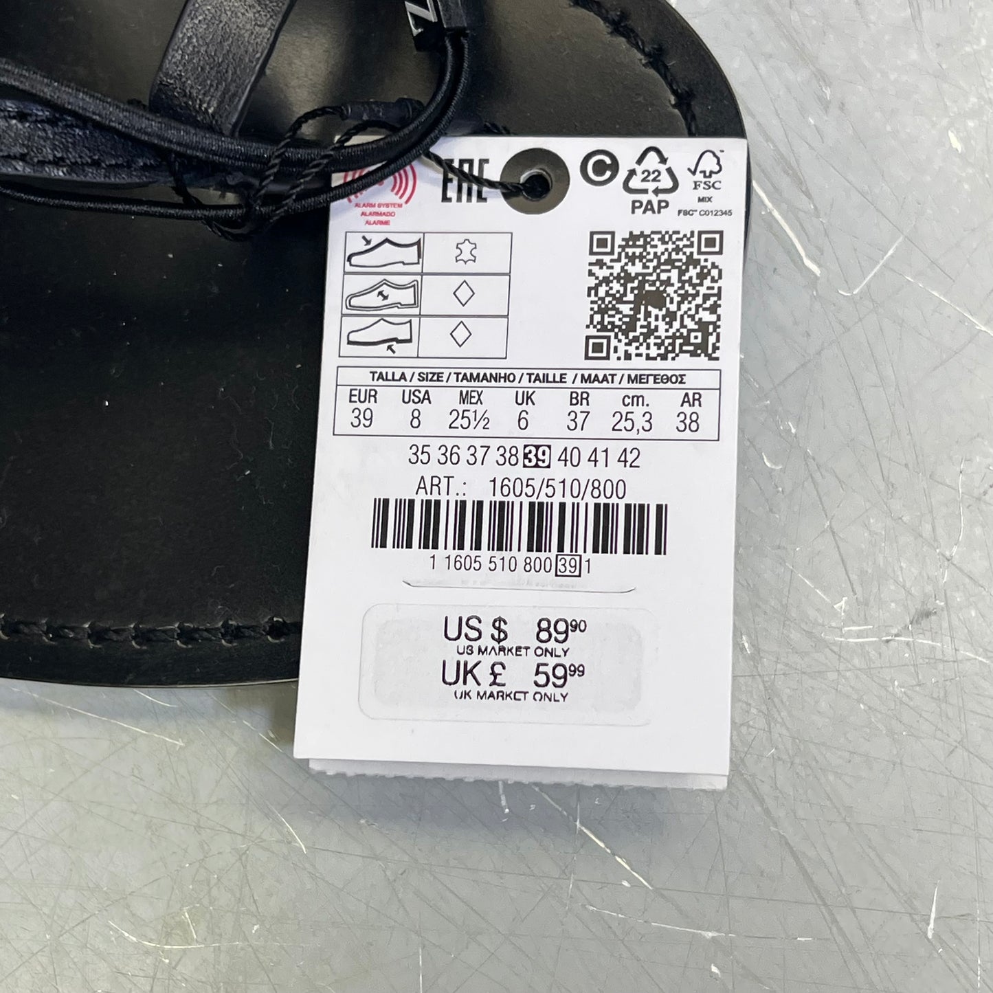 ZA@ ZARA Lot Of Assorted Open Toe Sandal Women's Sz EU 39 / US 8.5 Brown/Black/Tan