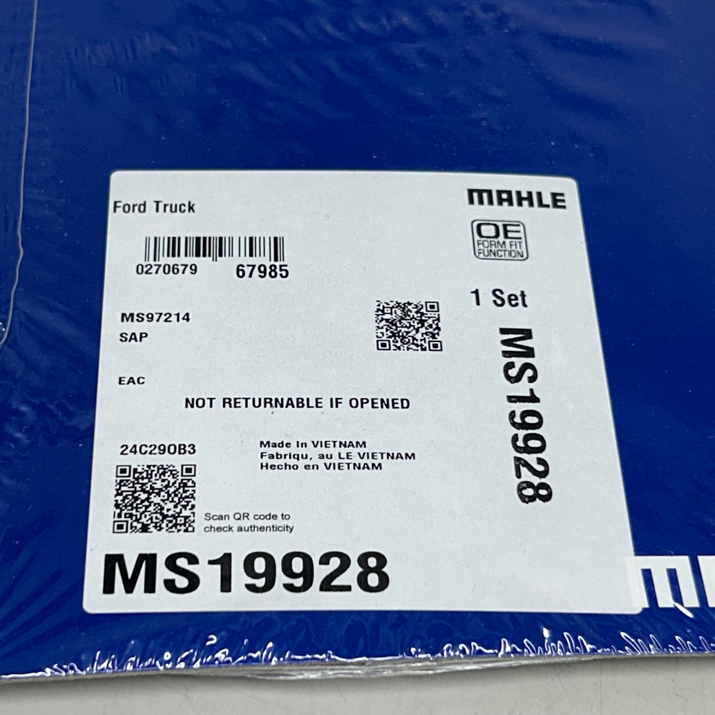 MAHLE Plenum Gasket Replacement Part For Ford & Lincoln MS19928