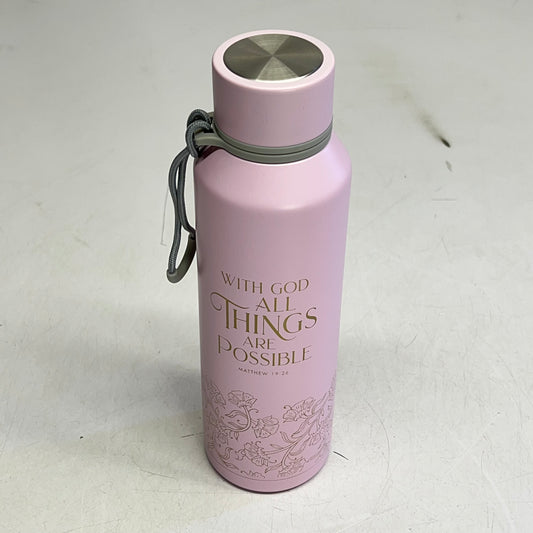 CHRISTIAN ART GIFTS Matthew 19:26 Things Are Possible Ss Water Bottle 24oz Pink