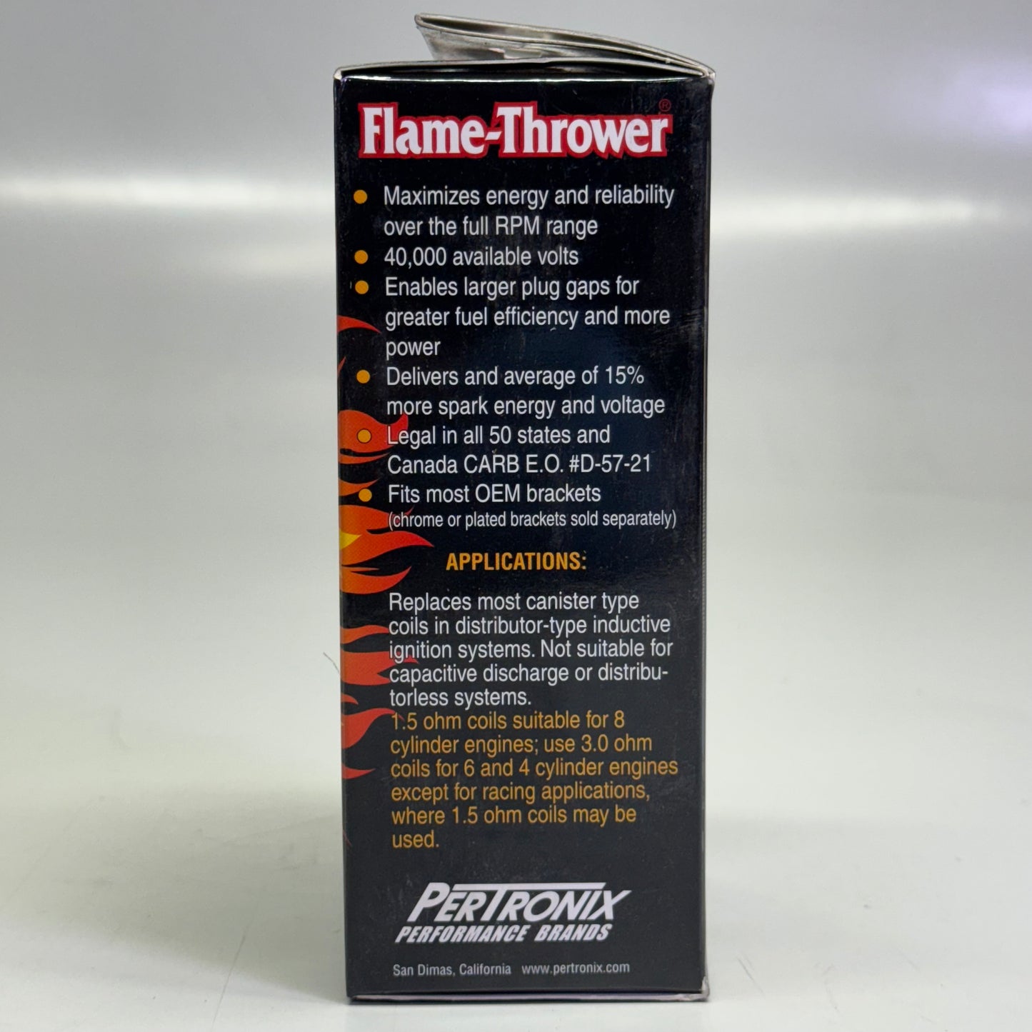 FLAME THROWER Ignition Coil Oil Filled 1.5 Ohm 40.000 Volt Black Black 40011