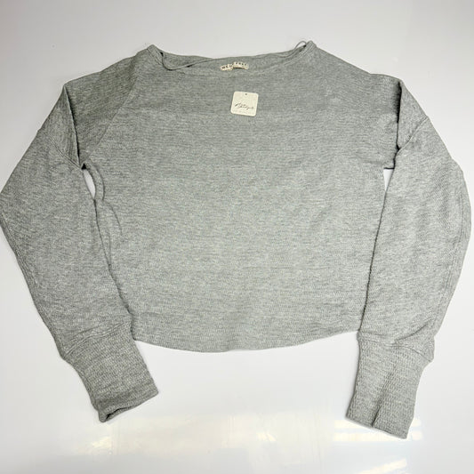 FREE PEOPLE Jess Long Sleeve Sz XS Textured Cotton Blend - Heather Grey 100275080