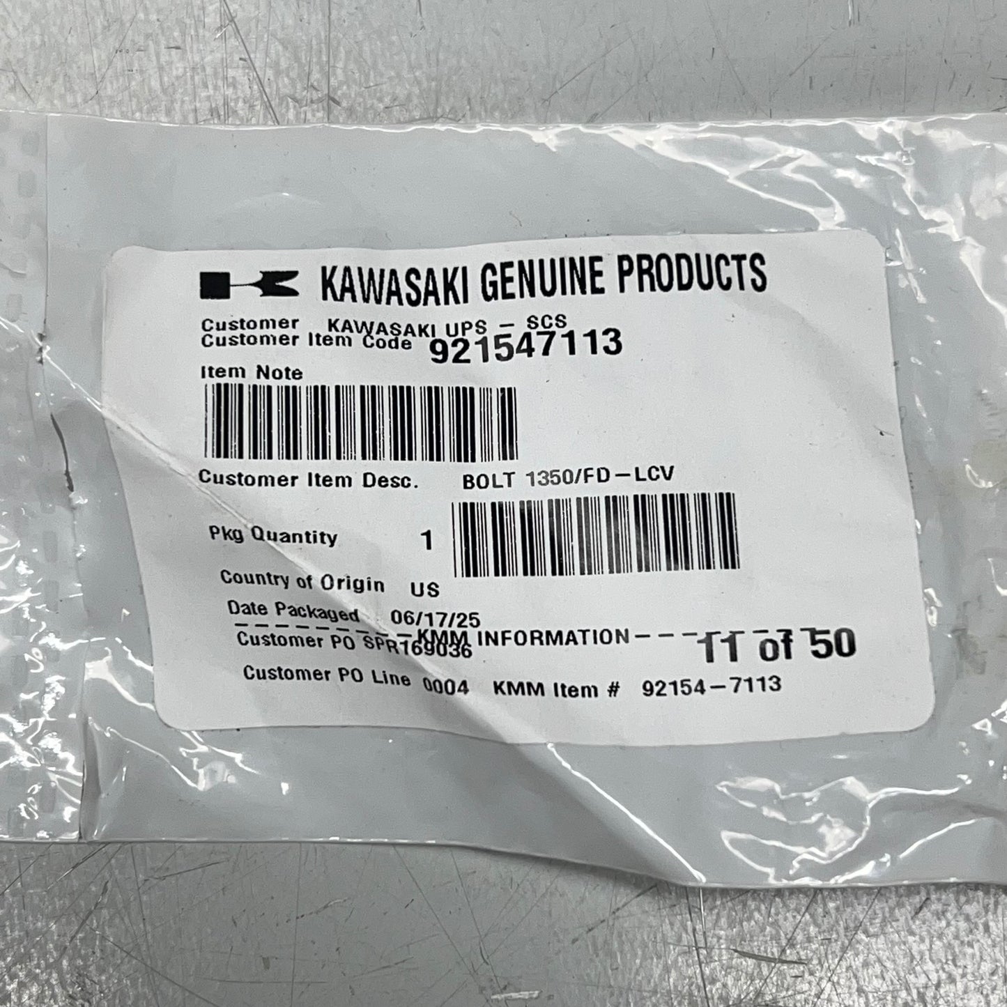 KAWASAKI  (4 PACK) Genuine OEM RXV Bolts For Carts E-Z-GO 603549