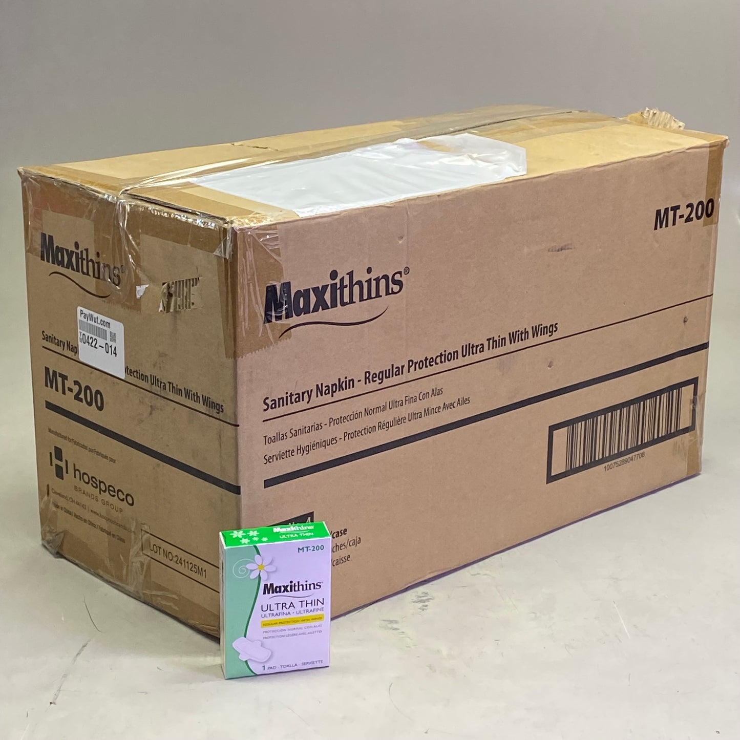 ZA@ HOSPECO (200 PACK) Maxi Thins Ultra Thin Regular Protection W/ Wings MT-200 (AS-IS, Some are Damage) A