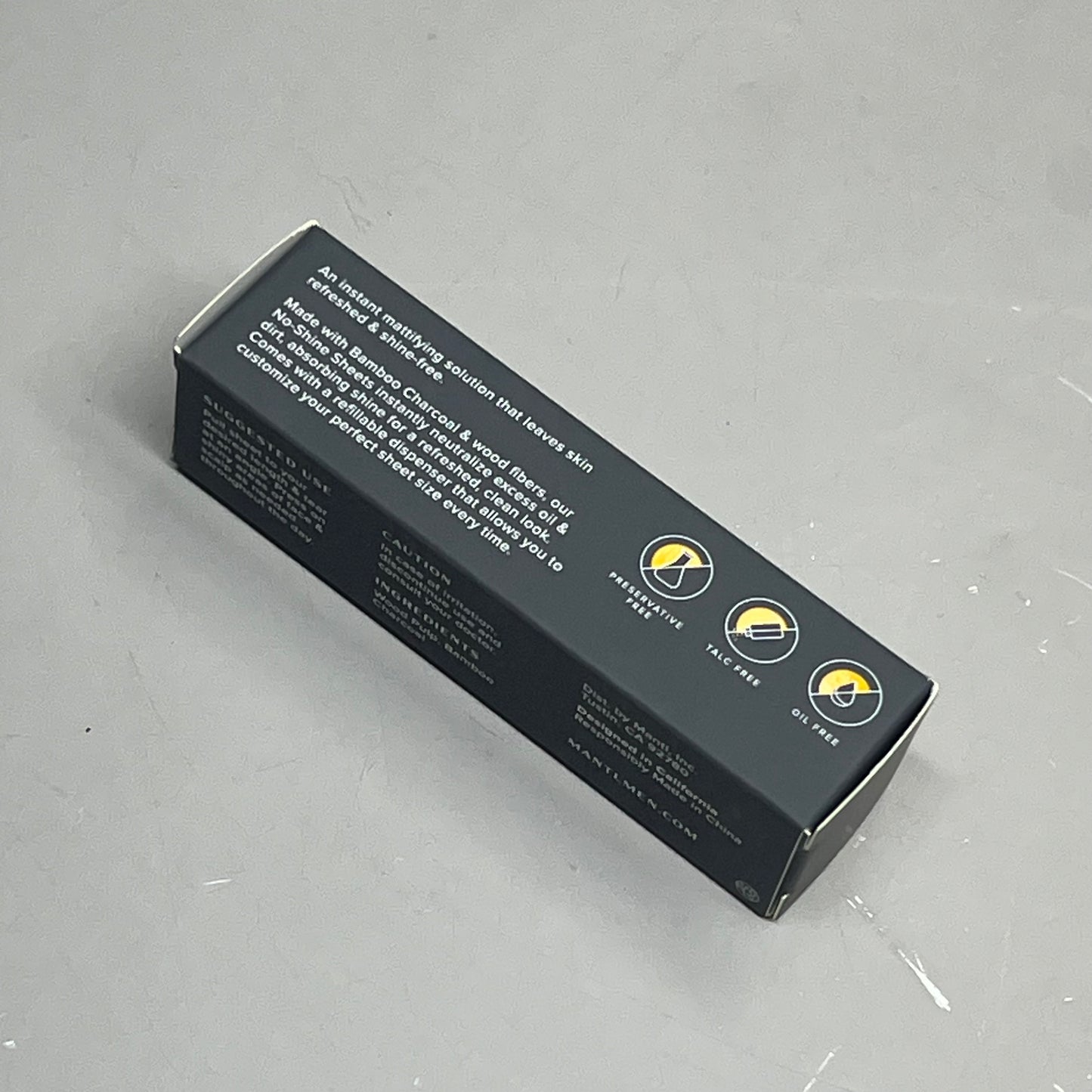 MANTL No-Shine Mattifying Sheets Made W/ Bamboo & Charcoal 196.8" X 2.8" Black