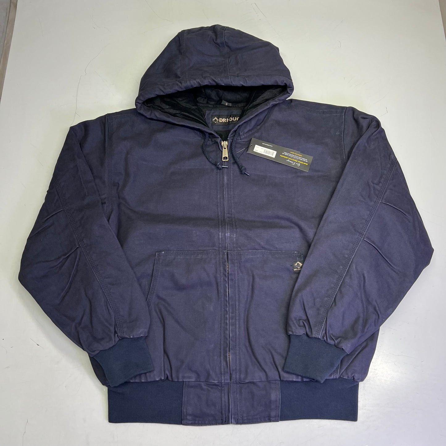 DRI DUCK Boulder Cloth Canvas Cheyenne Hooded Jacker Men's Sz L Navy Blue 5020