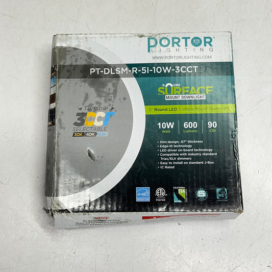 ZA@ PORTER LIGHTING  Round Led Surface Mount Downlight 5' Dia PT-DLSM-R-51-10W-3CCT