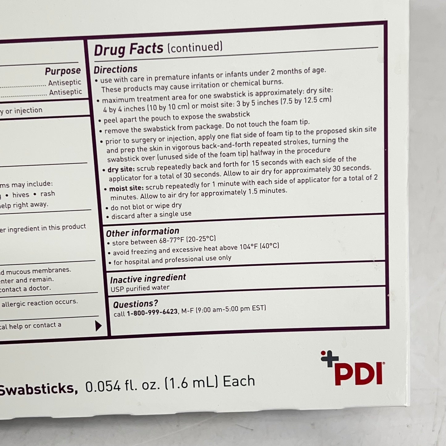 PDI (50 PACK) Prevantics Premoistened Swabsticks 2 Sided S40750 BB 10/27