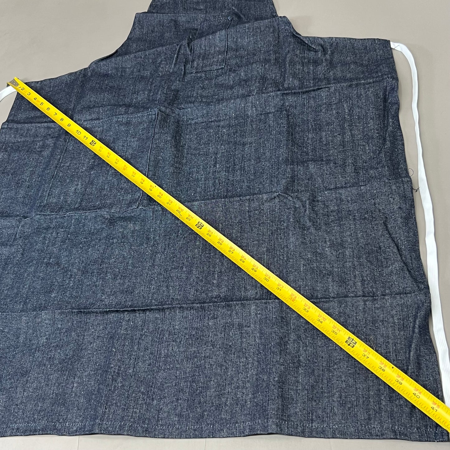 (4 Pack) Tubular Tie 100% Cotton Multi-Pocket Denim Jean Style Apron OSFM Blue