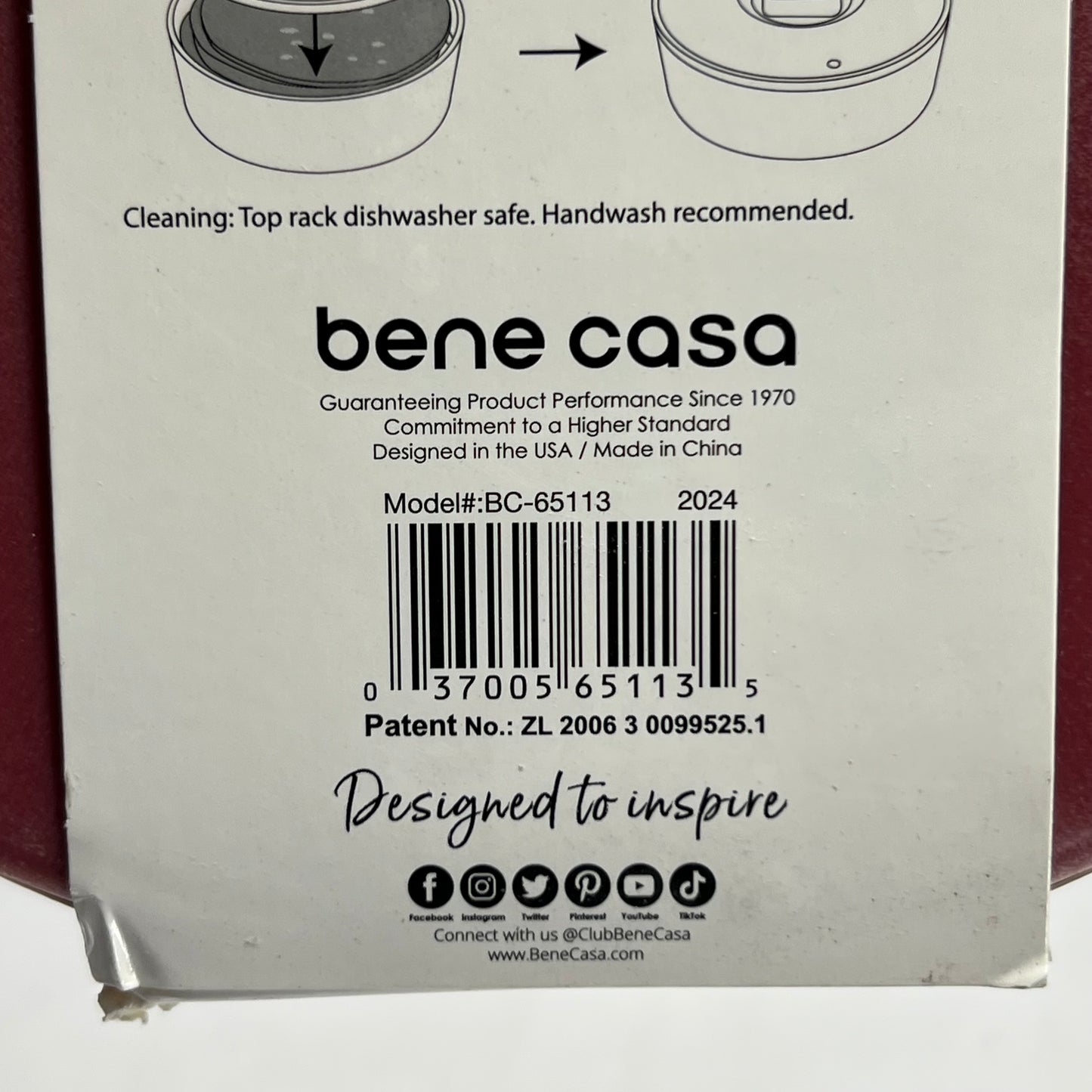 BENE CASA Tortilla Warmer Sz 8.5" x 2.625", Red BC-65113
