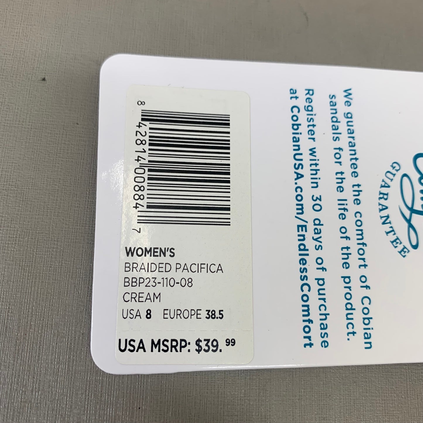 COBIAN Braided Pacifica Sandals Women's SZ 8, EU 38.5 Cream BBP23-110-8