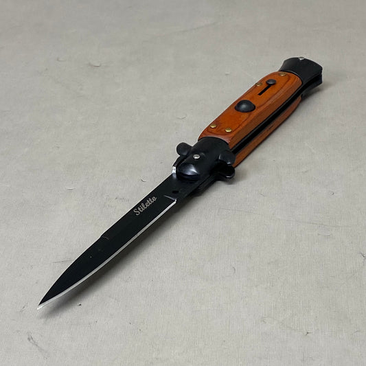 ZA@ ARMED FORCE TACTICAL Handcrafted OTF Pocket Knife  4" Blade 9" Overall Length Redwood ST-6BW