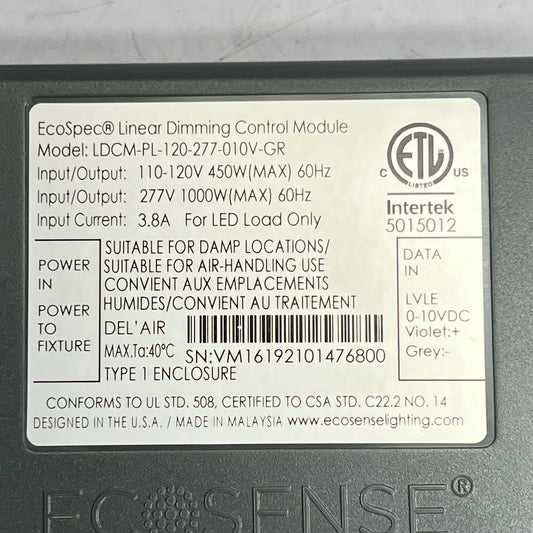 ECOSENSE Led Linear Dimming Control Module 0-10v Grey LDCM-PL-120-277-010V-GR