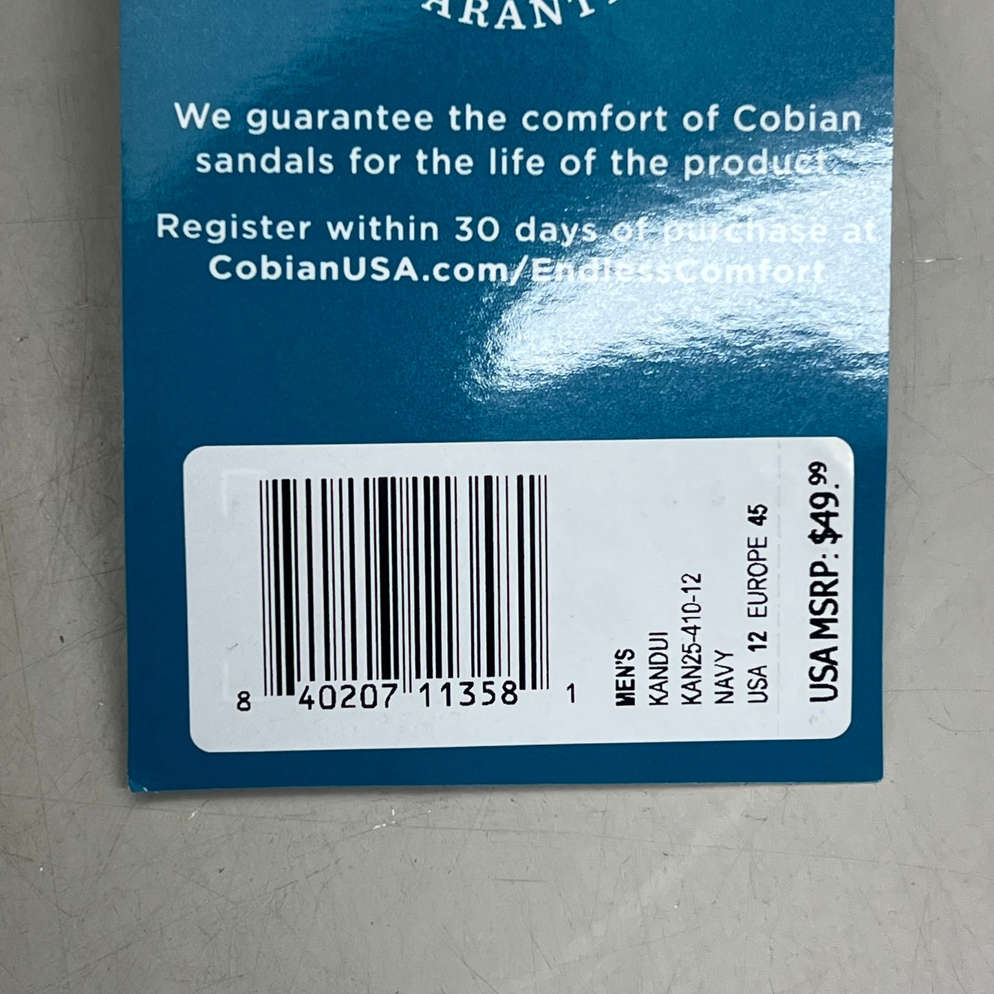 COBIAN Kandui Synthetic Leather Strap Sandals Men's Sz 12, EU 45 Navy KAN25-410-12